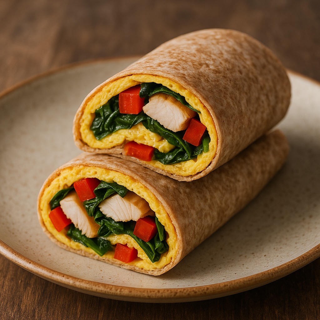 Omelet-wrap met groenten en kip