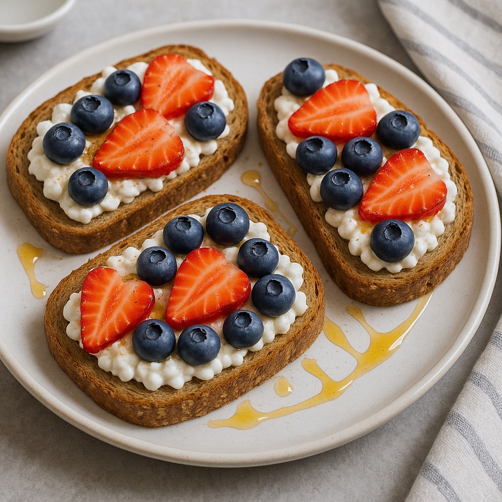 Cottage cheese toast met fruit & honing