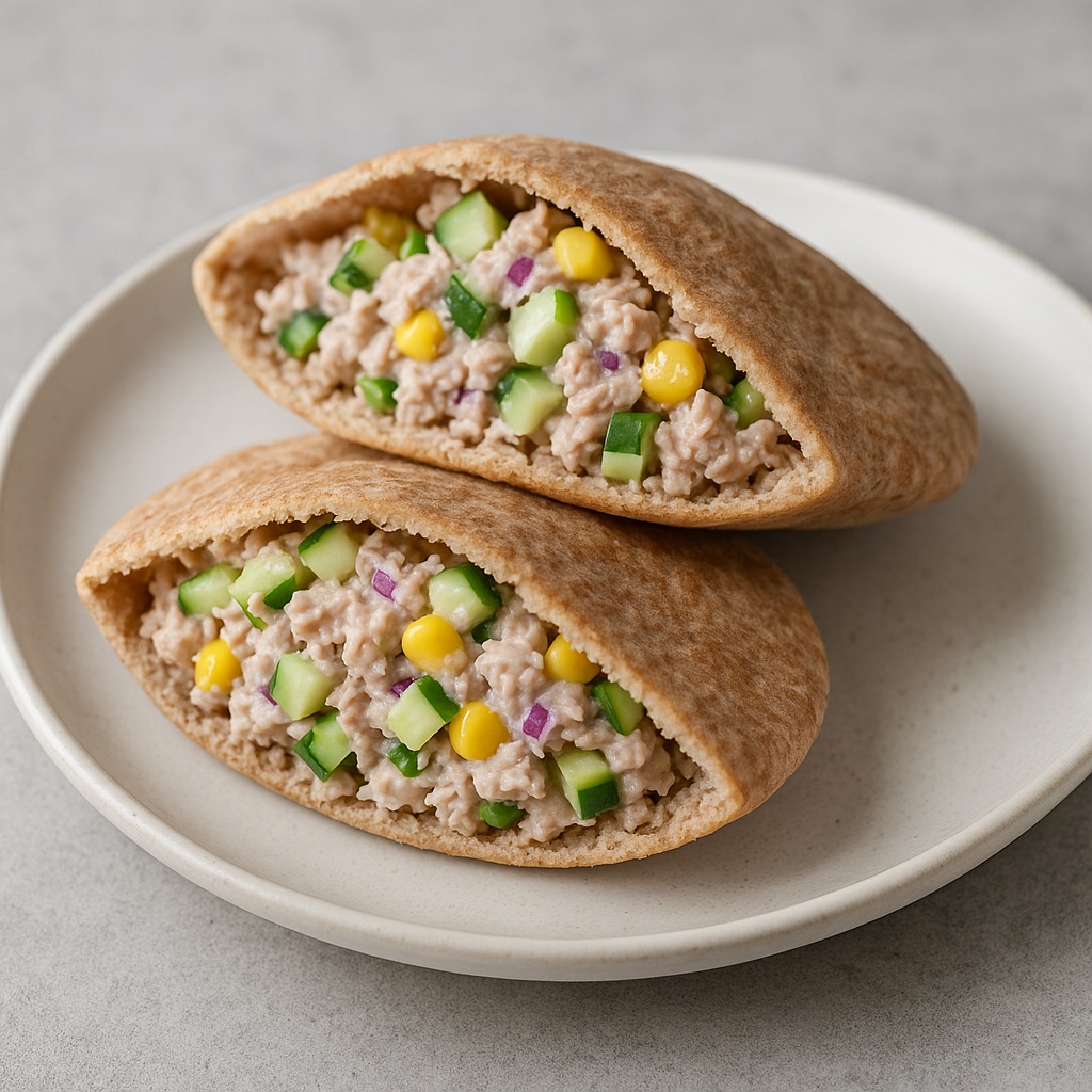 Tonijn-pitabroodje met frisse groentjes