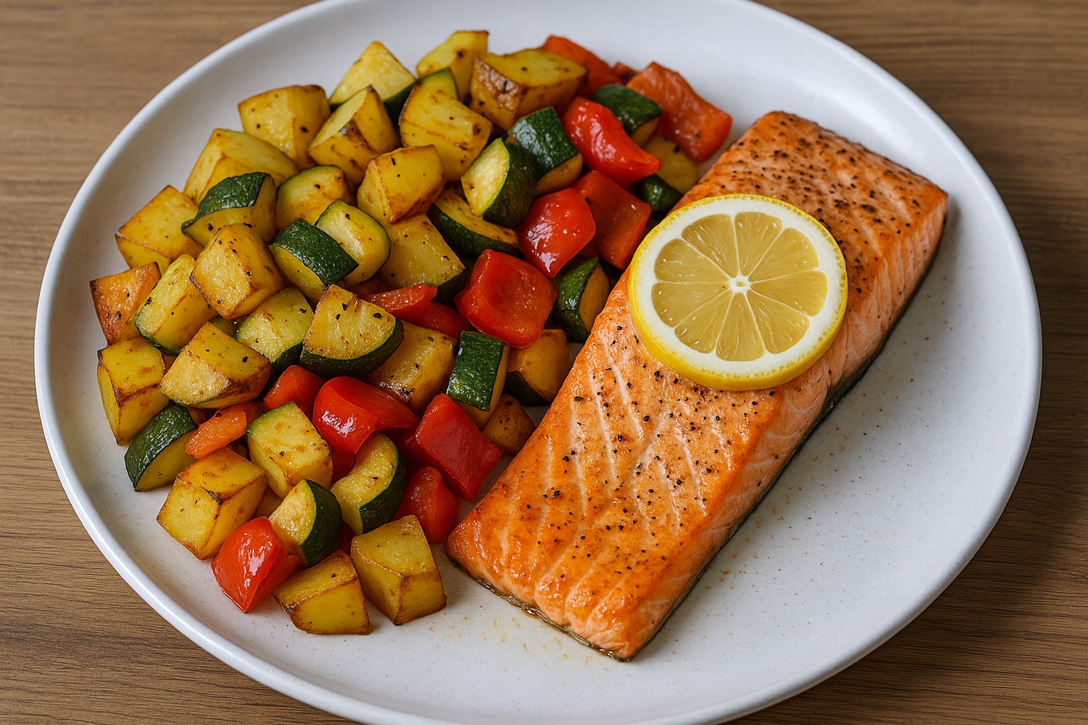 Zalm met aardappelen & groenten uit de oven
