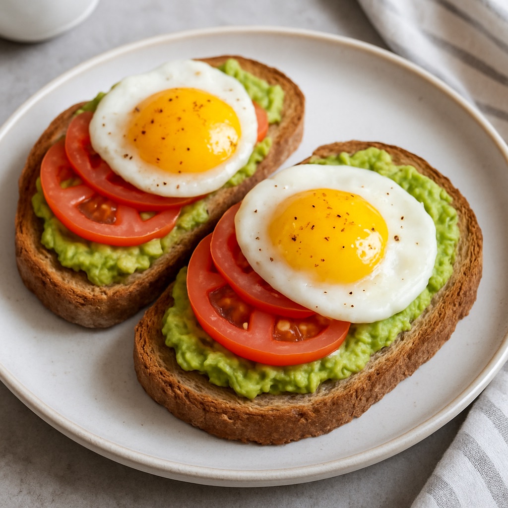 Volkoren toast met ei, avocado & tomaat