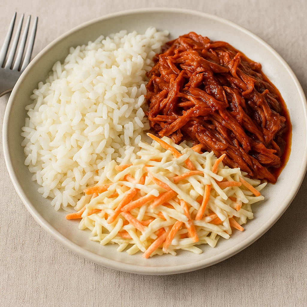 Pulled pork met rijst & frisse koolsla